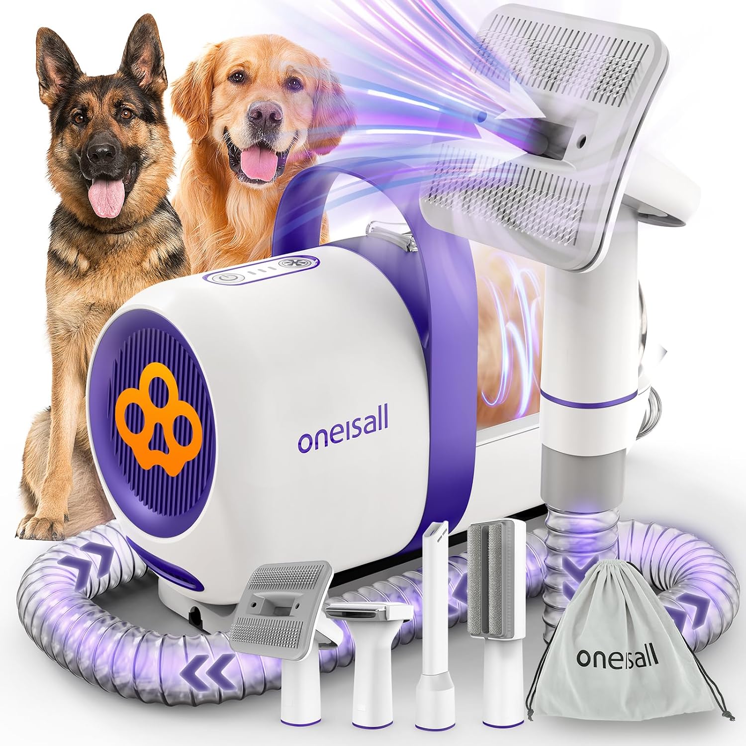 oneisall Dog Hair Vacuum Shedd - đánh giá và giá Grooming Kit