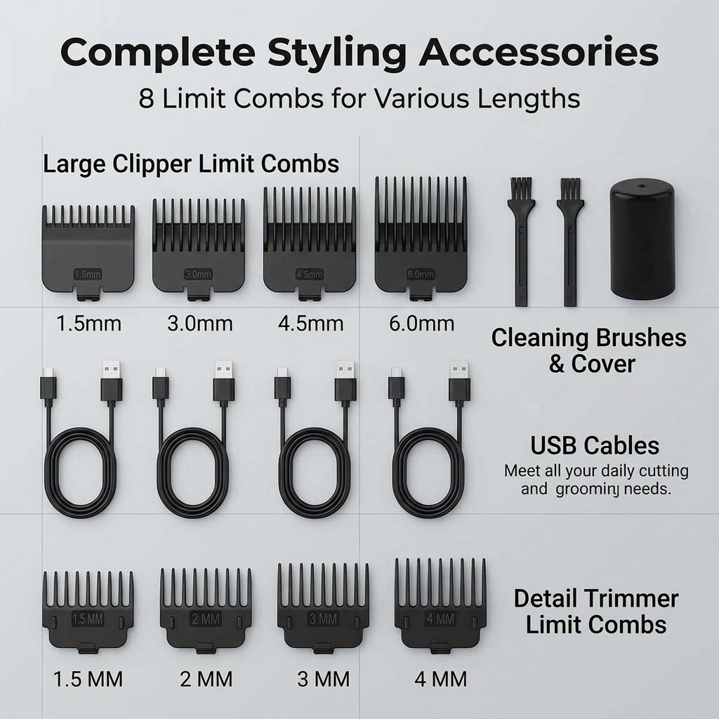 4 in 1 Men's Hair Clipper Set, - đánh giá và giá Grooming Kit