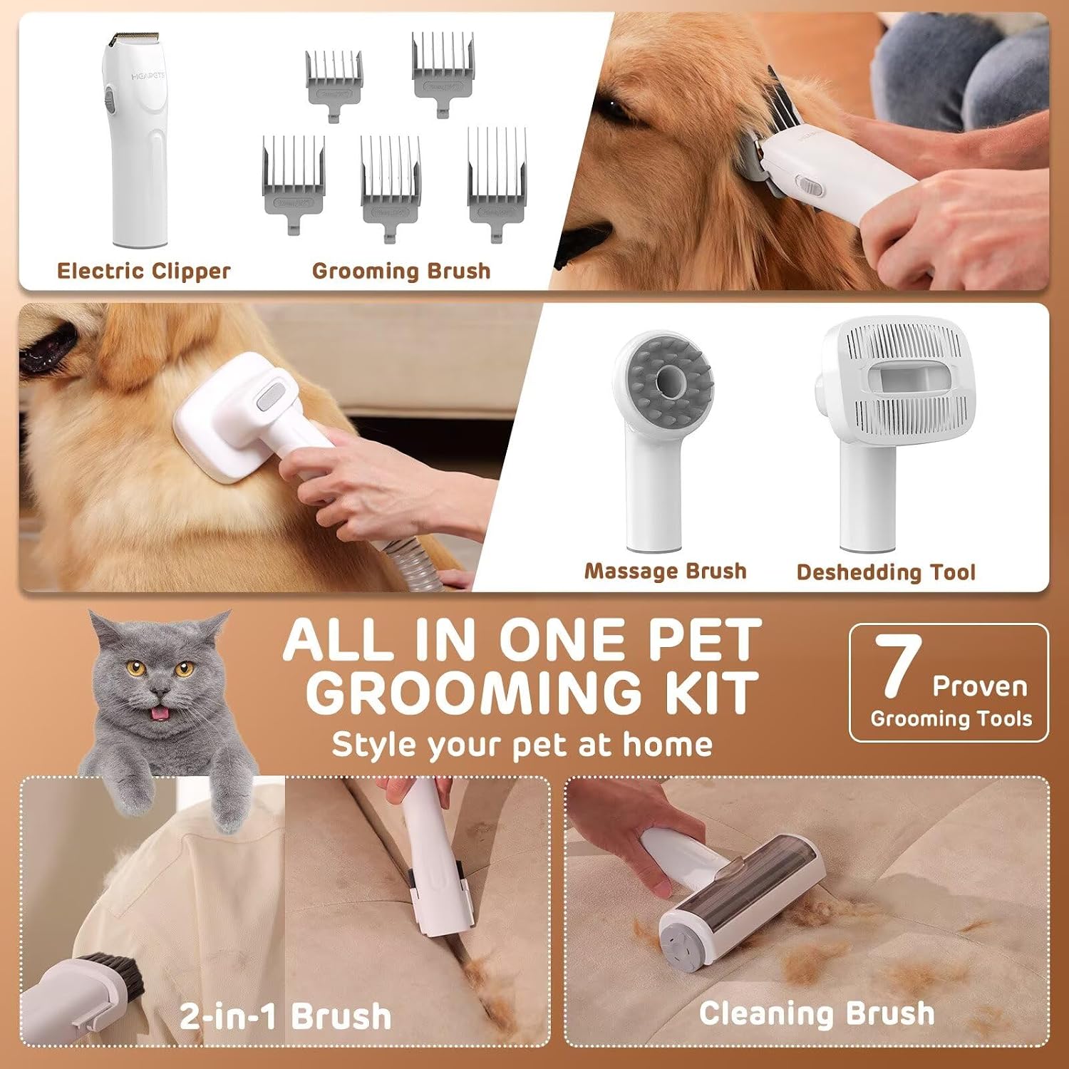 HEAPETS Dog Grooming Vacuum Ki - đánh giá và giá Grooming Kit